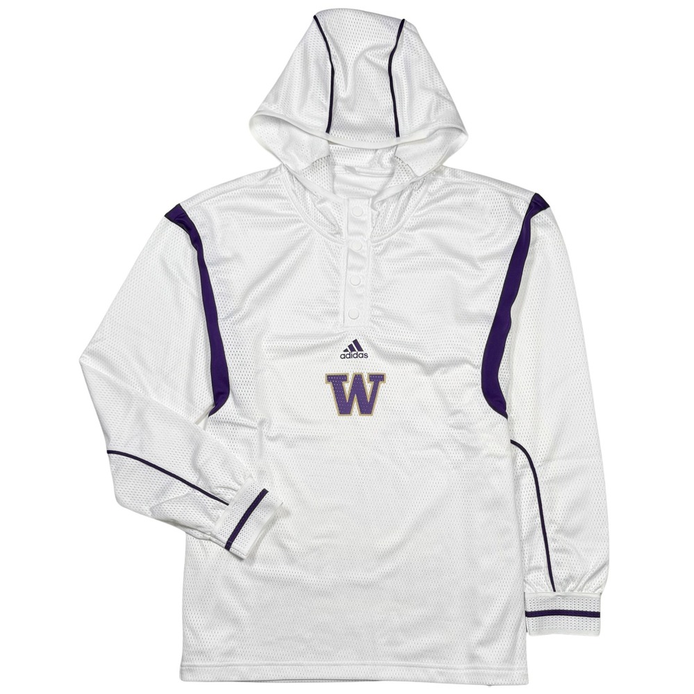 Adidas Washington‎ Huskies Mesh Jersey Hoodie - NWT Mens XL White - #47442-H5